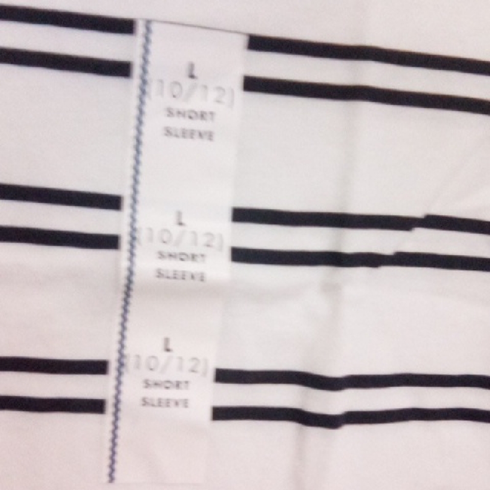 White and Black Striped Short Sleeve Shirt